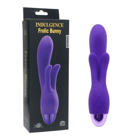 Фиолетовый вибратор INDULGENCE Rechargeable Frolic Bunny - 18,7 см.